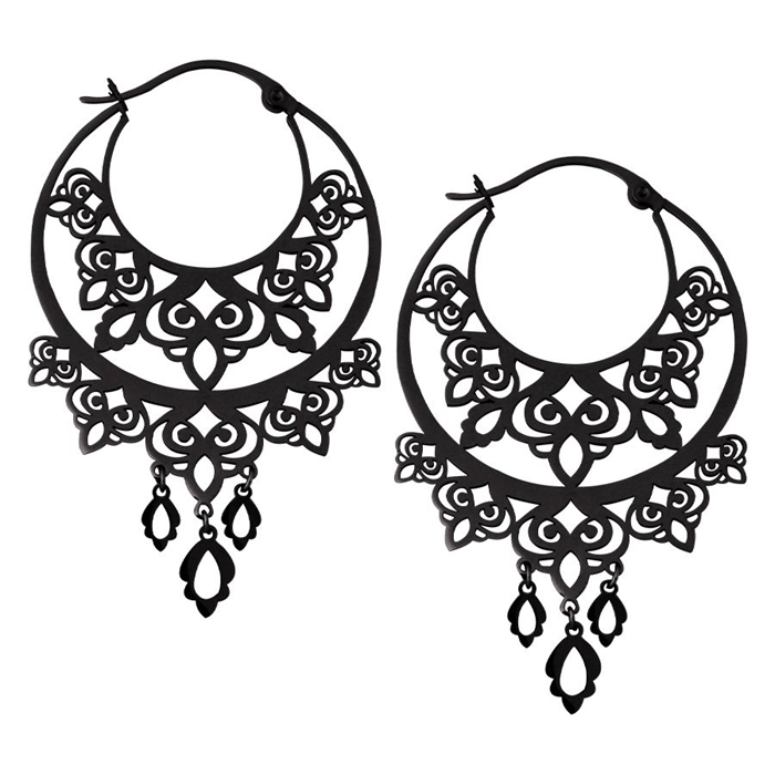 Black Barock Chandelier Hoops - Sold in Pair