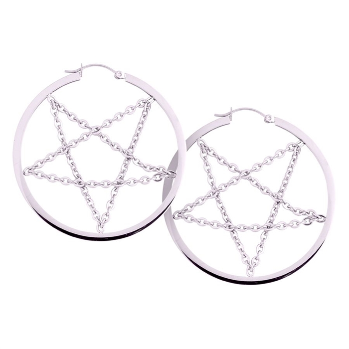 Pentagram Chain Hoops - Säljs i par
