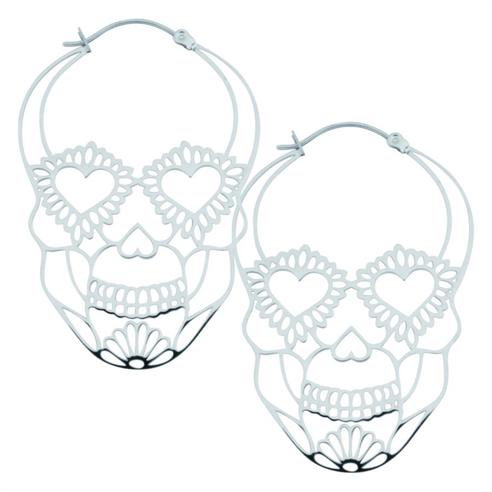 Sugarskull Steel Hoops - Sold in Pair