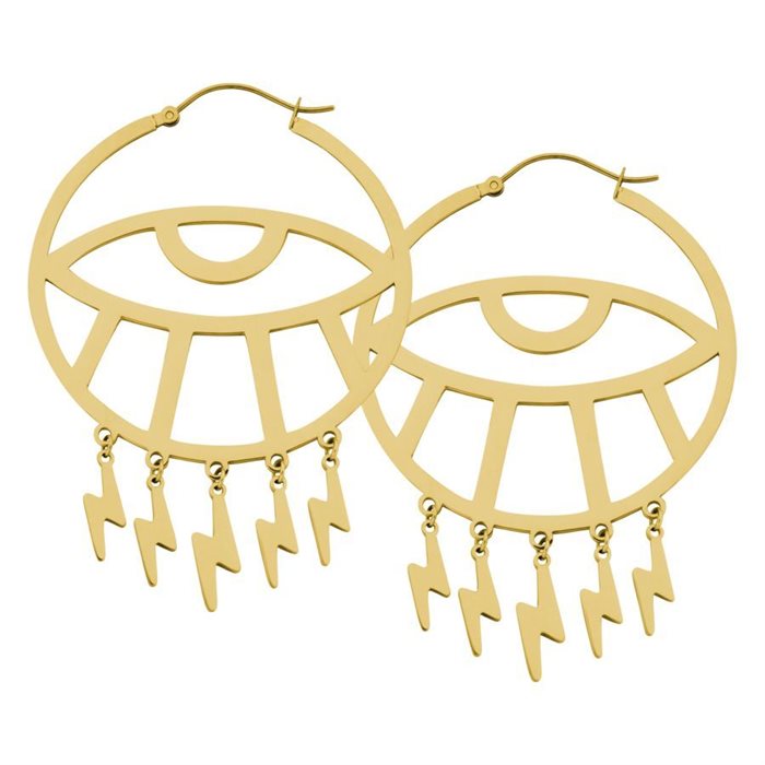 Thunderflash Golden Eye Hoops - Sold in Pair