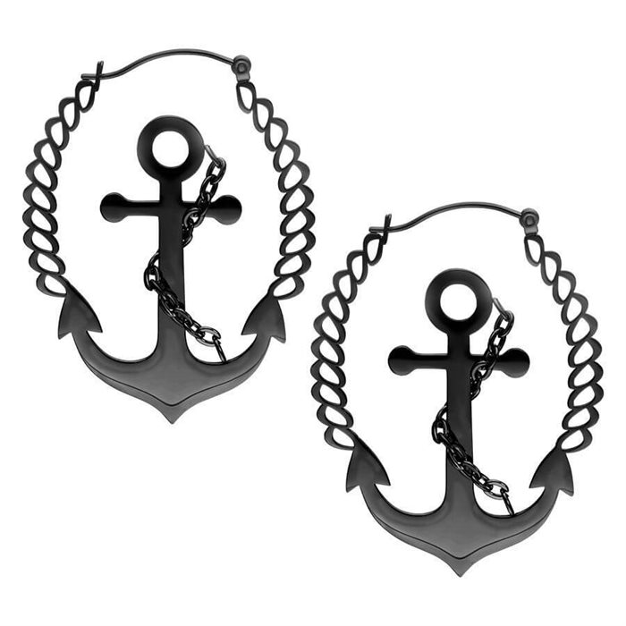 Svarta Anchor Hoops - Säljs i par