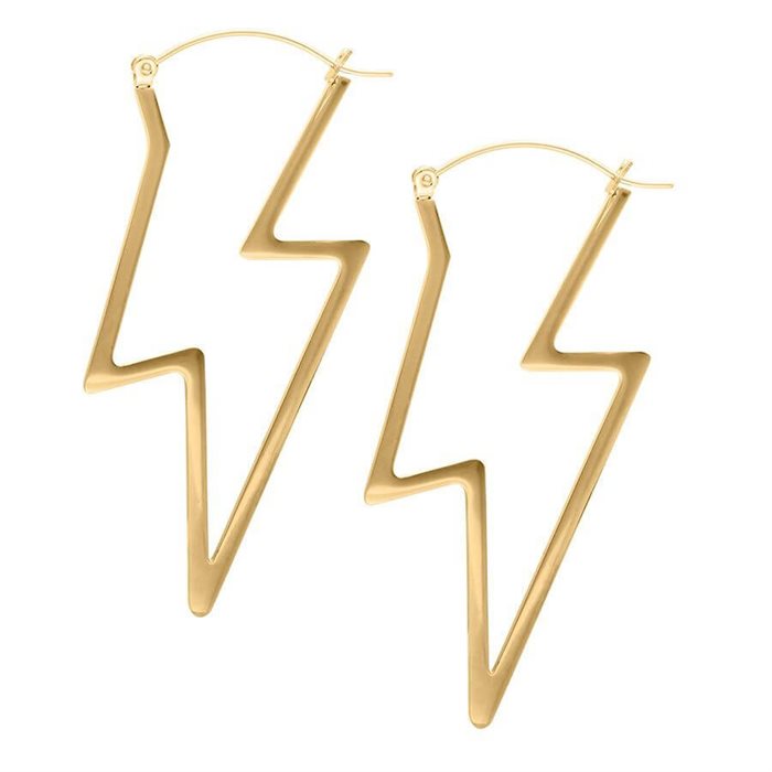 Golden Thunderbolt Hoops- Sold in Pair