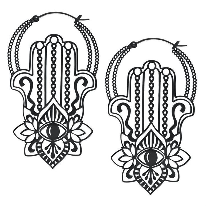 Svarta Khamsa Hoops - Säljs i par
