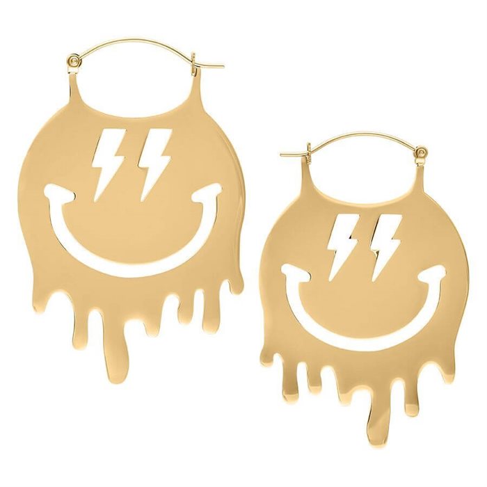 Guldiga Smiley Hoops - Säljs i par