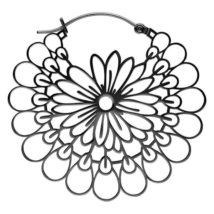 Svarta Daisy Hoops - Säljs i par
