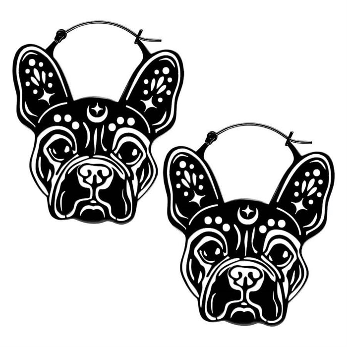 Black Bulldog Hoops - Sold in Pair