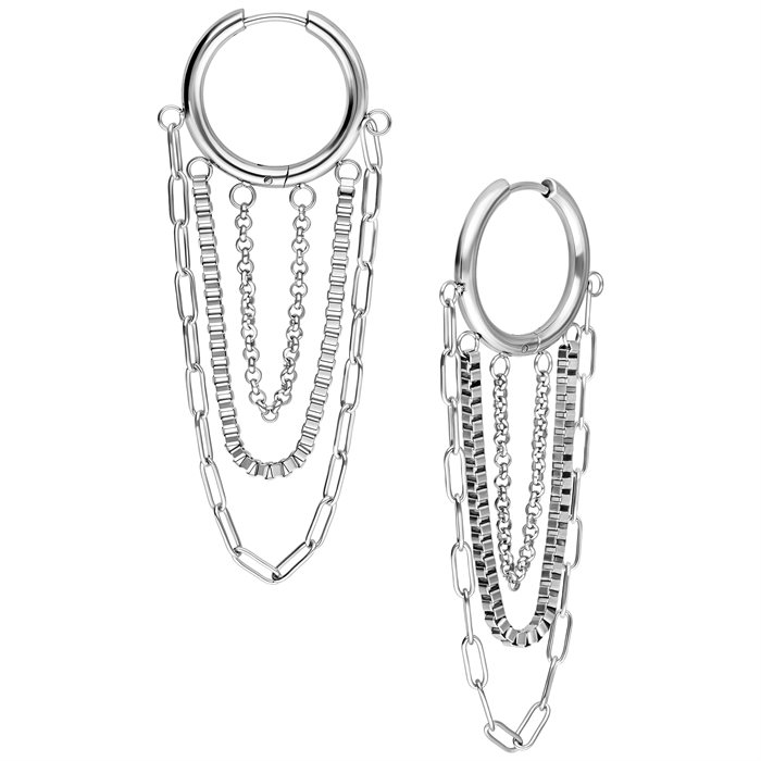 Multilayer Kedje Hoops i Stål - Säljs i par