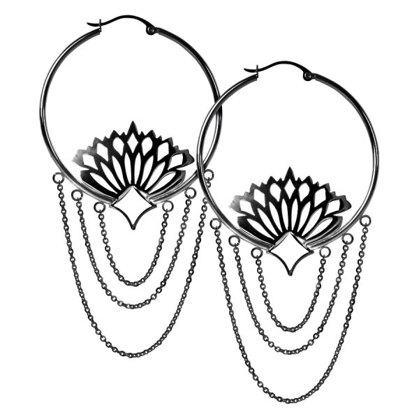 Svarta Peacock Chains Hoops - Säljs i par