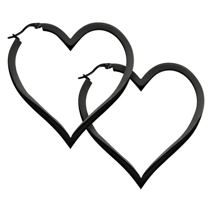 Svarta Heart Hoops - Säljs i par