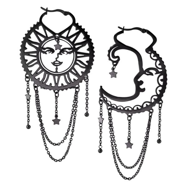 Svarta Sun & Moon Hoops - Säljs i par
