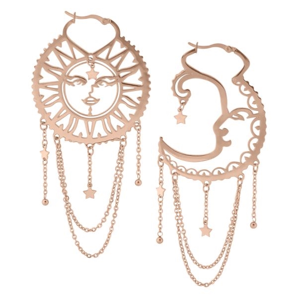 Rosé Sun & Moon Hoops - Säljs i par