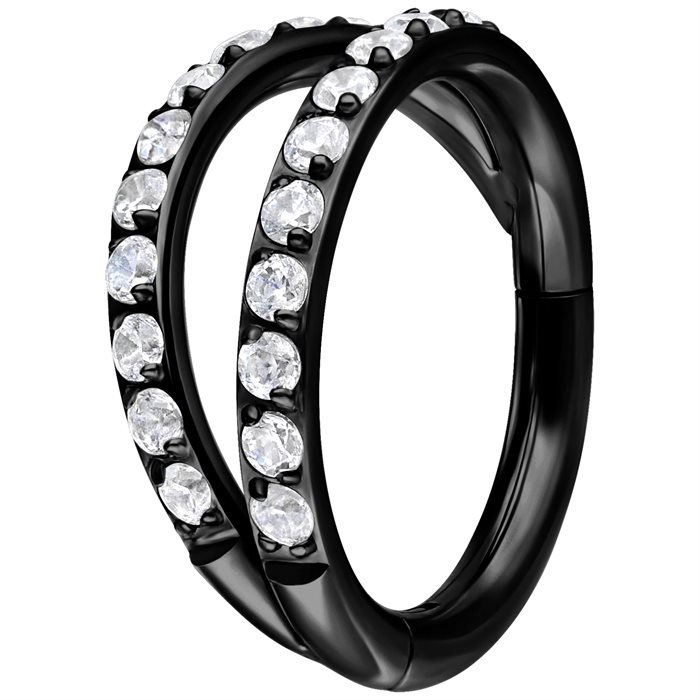 Svart Double Crystal Ring Clicker - Titan