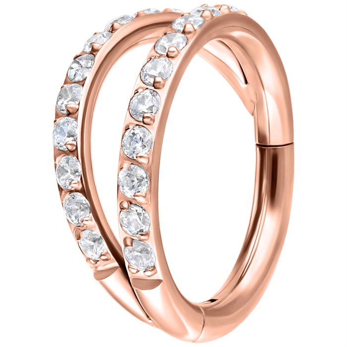 Double Crystal Ring Clicker - Rosé Titan