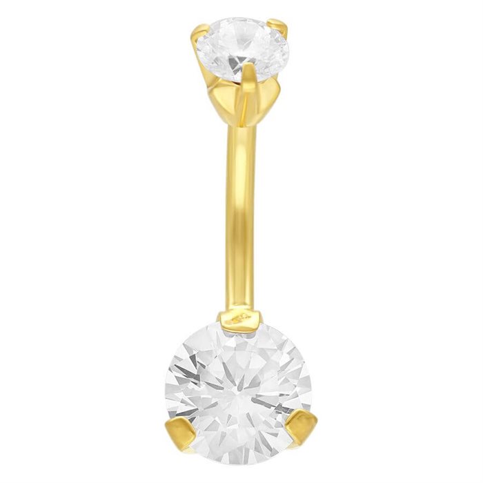 Double Jewelled Navelpiercing - Guld Stål