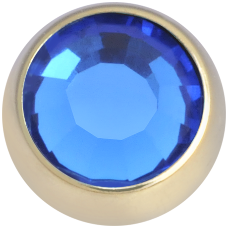 Product Image for Piercing toppar - Invändigt Gängad Kula med Sten - Guld Titan, Safirblå - Barbarella