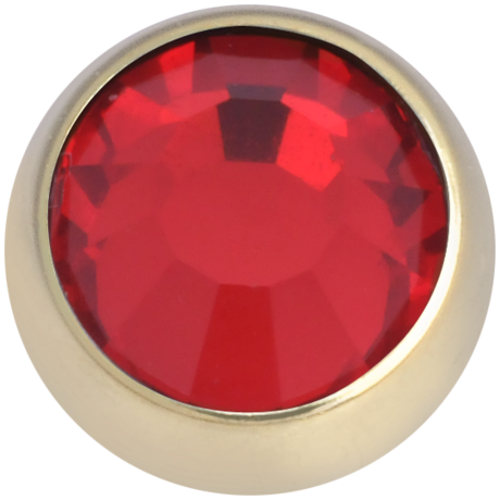 Product Image for Piercing toppar - Invändigt Gängad Kula med Sten - Guld Titan, Röd - Barbarella