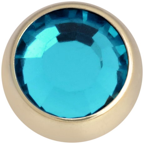 Product Image for Piercing toppar - Invändigt Gängad Kula med Sten - Guld Titan, Turkos - Barbarella