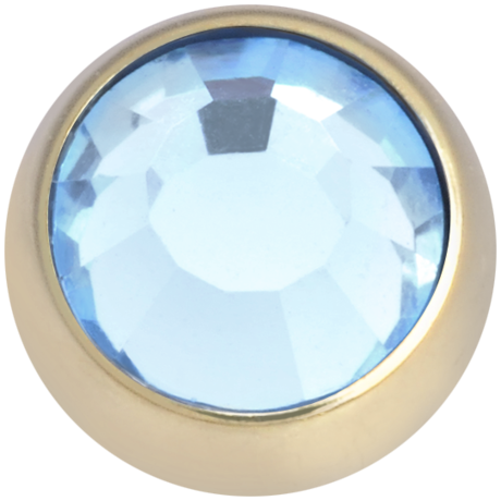 Product Image for Piercing toppar - Invändigt Gängad Kula med Sten - Guld Titan, Ljusblå - Barbarella