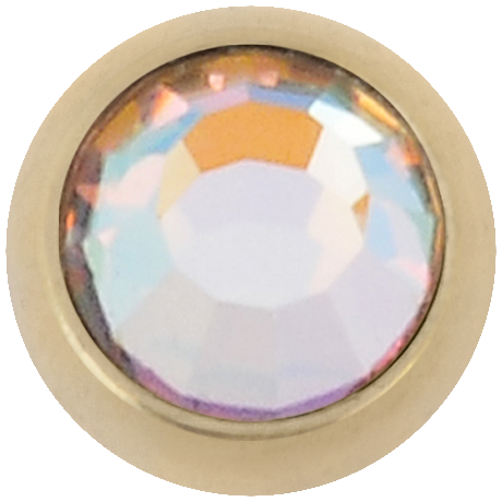 Product Image for Piercing toppar - Gängad Kula med Sten - Guld Titan, Kristall - Barbarella