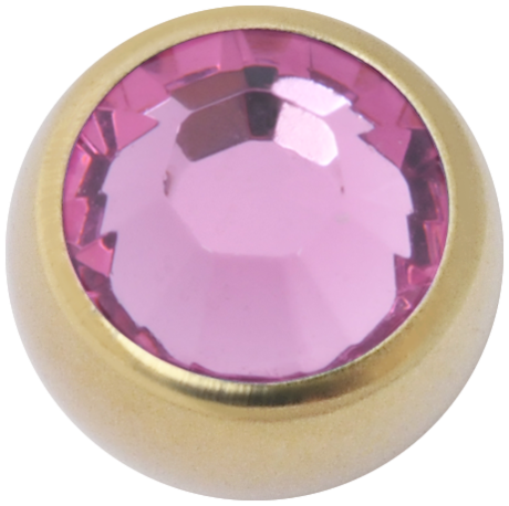 Product Image for Piercing toppar - Gängad Kula med Sten - Guld Titan, Rosa - Barbarella