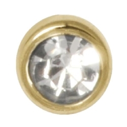 Triple Piercing Crystal Top (0.8mm gängtapp) - Guld Titan