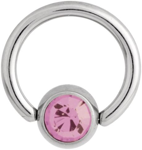 Product Image for Piercingring - Flat Back Jewelled Smiley Ring - Titan, Rosa - Barbarella