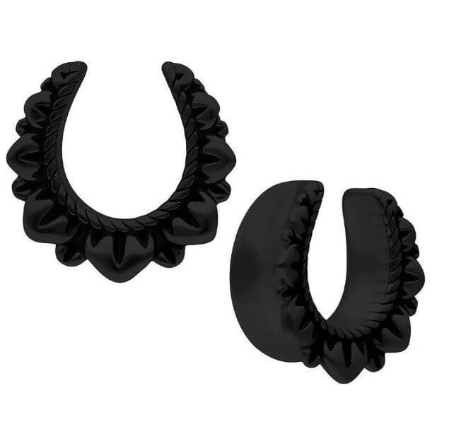 Svarta Flower Ear Saddles - Säljs i par