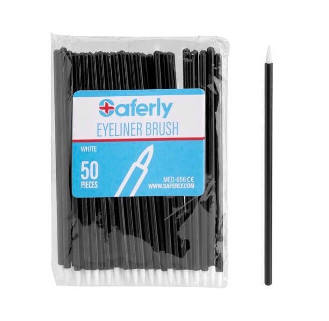 Saferly Eyeliner/detaljborstar för engångsbruk - Filtspets (pack med 50 st)