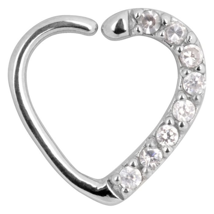 Jewelled Crystal Heart Continuous Ring - Stål
