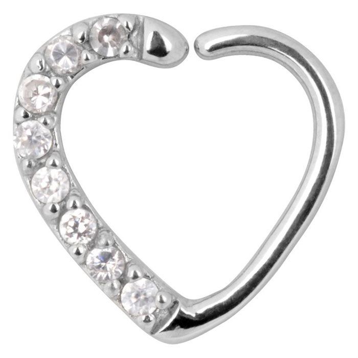 Product Image for Piercingring - Jewelled Crystal Heart Continuous Ring - Stål - Barbarella