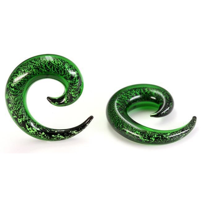 Green Glitter - Pyrex Glass Spiral