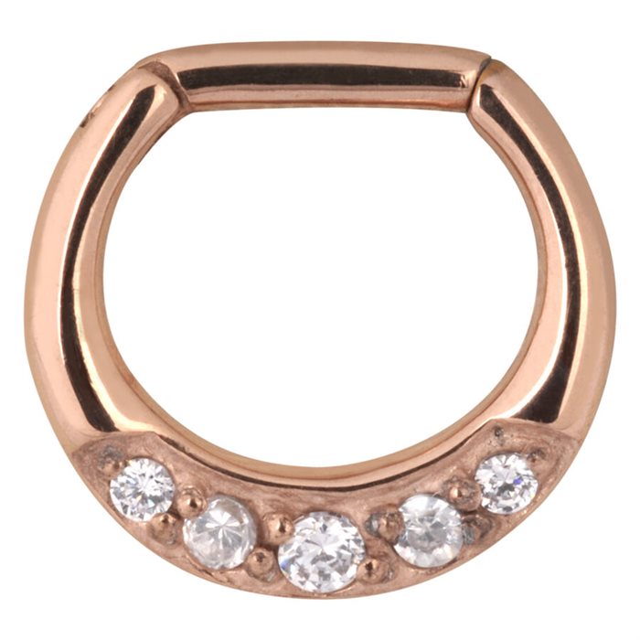 Septum Clicker med stenar- Rosé Stål