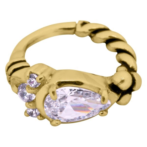 Hinged Bohemian Drop Clicker ring - Guld Stål