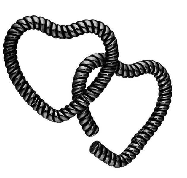 Svarta Twisted Heart Ear Weights - Säljs i par