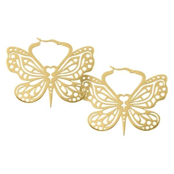 Guldiga Butterfly Hoops - Säljs i par