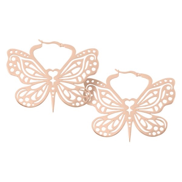 Rosé Butterfly Hoops - Säljs i par