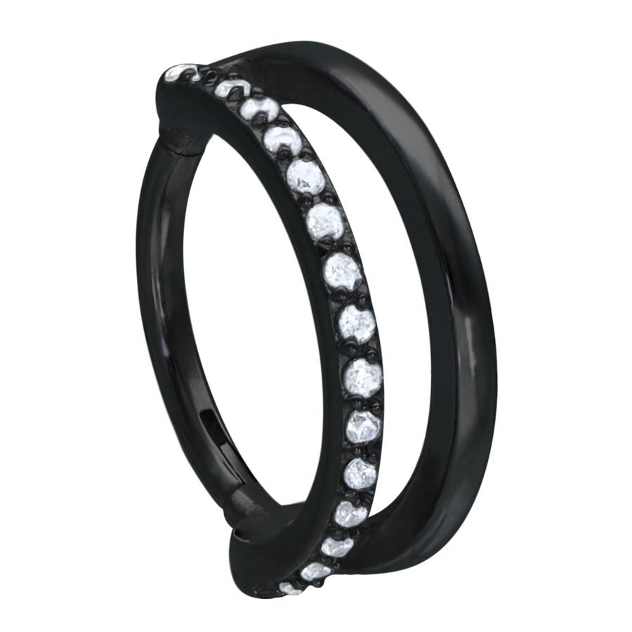 Product Image for Piercingring - Double Row Clicker - Svart Stål - Barbarella
