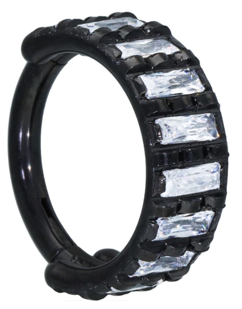 Product Image for Piercingring - Baguette Crystal Clicker - Svart Stål - Barbarella