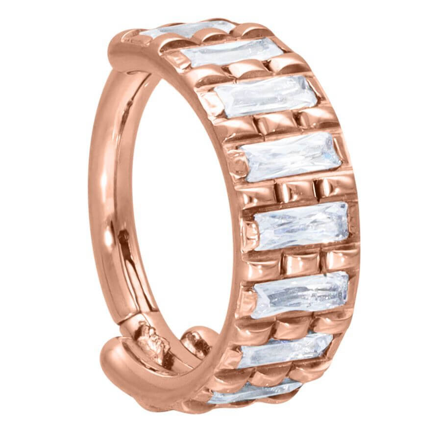 Product Image for Piercingring - Baguette Crystal Clicker - Rosé Stål - Barbarella