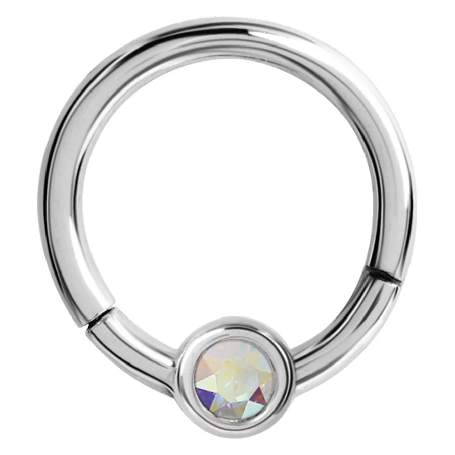Crystal Hinged Smiley Clicker Steel