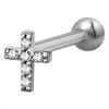 Jewelled Cross Ear Stud - Stål