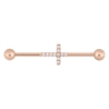 Crystal Cross Industrial Barbell - Rosé Stål