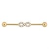 Crystal Infinity Industrial Barbell - Guld Stål