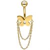 Guldigt Fjäril med kedja Navelpiercing
