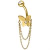 Guldigt Fjäril med kedja Navelpiercing