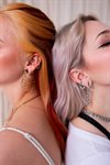 Piercing Connection Chain - Silver Crystal Pendants