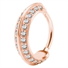 Double Side Jewelled Hinged Ring - Rosé Stål