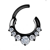 Hinged Sparkling Septum Clicker - Svart Stål