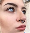 Triple Slanted Hinged Septum Ring w. Cubic Zirconia - Svart Stål