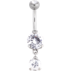 Dubbel Diamond Navelpiercing - Stål